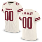 Custom Cream Burgundy Mesh Authentic Football Jersey