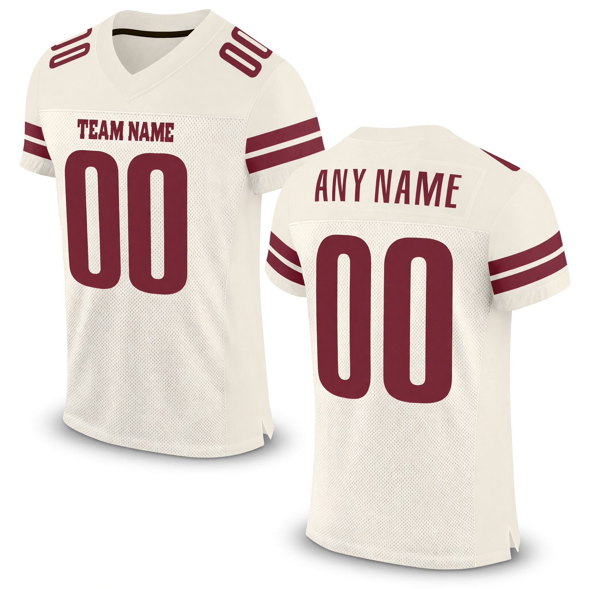 Custom Cream Burgundy Mesh Authentic Football Jersey