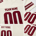 Custom Cream Burgundy Mesh Authentic Football Jersey detail