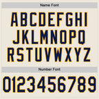 Custom Cream Navy-Gold Mesh Authentic Football Jersey photo 3