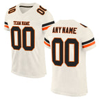 Custom Cream Black-Orange Mesh Authentic Football Jersey