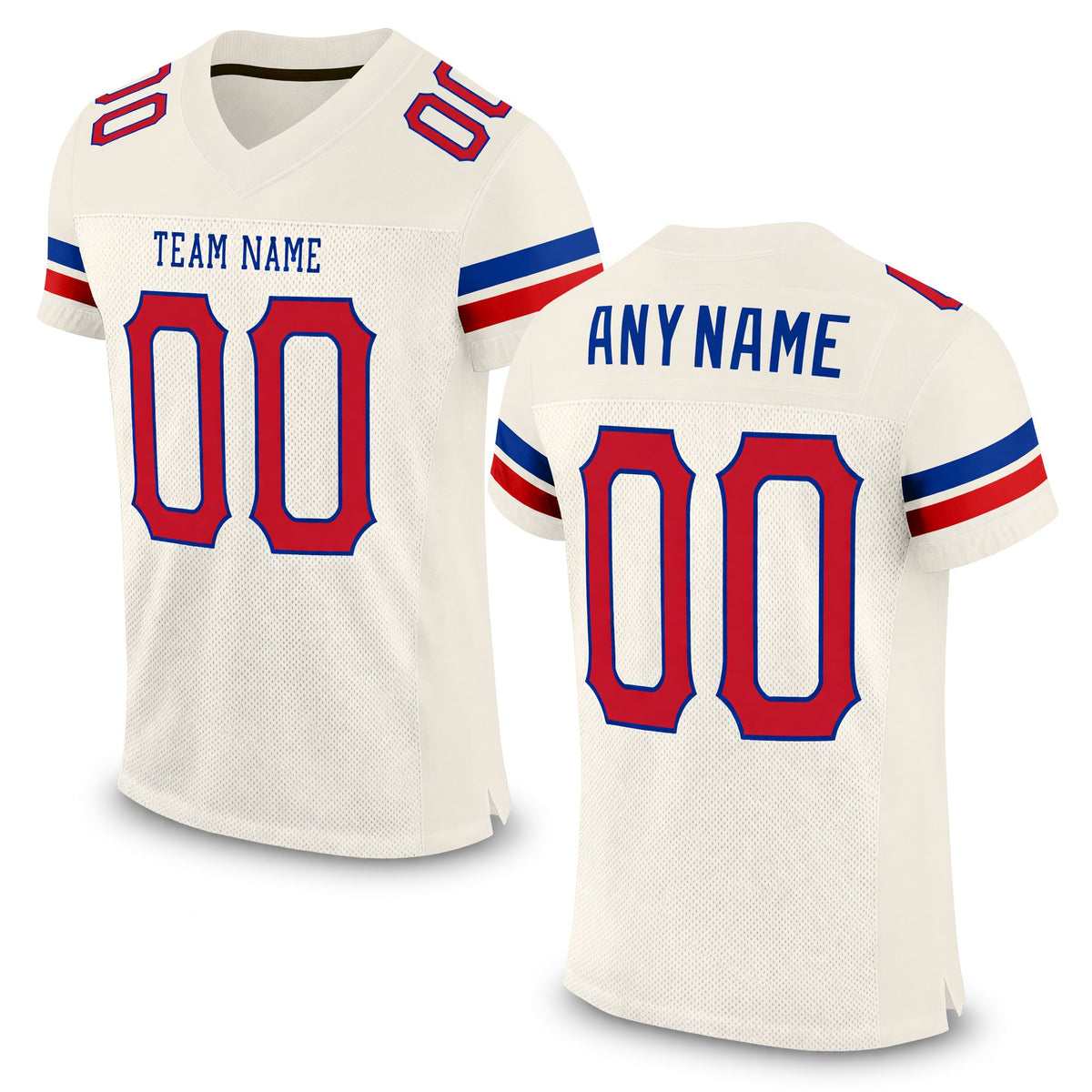 Custom Cream Red-Royal Mesh Authentic Football Jersey