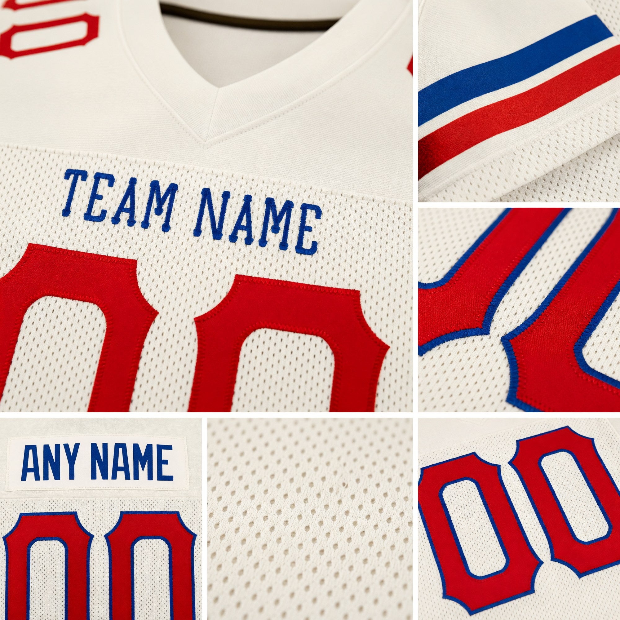 Custom Cream Red-Royal Mesh Authentic Football Jersey detail