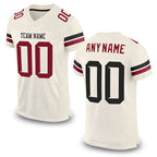 Custom Cream Black-Crimson Mesh Authentic Football Jersey