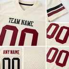 Custom Cream Black-Crimson Mesh Authentic Football Jersey detail