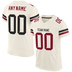 Custom Cream Black-Crimson Mesh Authentic Football Jersey photo 1