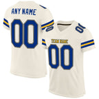 Custom Cream Royal-Gold Mesh Authentic Football Jersey photo 1