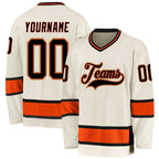 Custom Cream Black-Orange Hockey Jersey photo 1