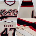 Custom Cream Black-Red Hockey Jersey photo 2