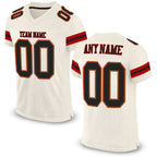 Custom Cream Black-Red Mesh Authentic Football Jersey