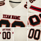 Custom Cream Black-Red Mesh Authentic Football Jersey detail