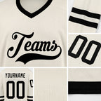Custom Cream Black Hockey Jersey detail