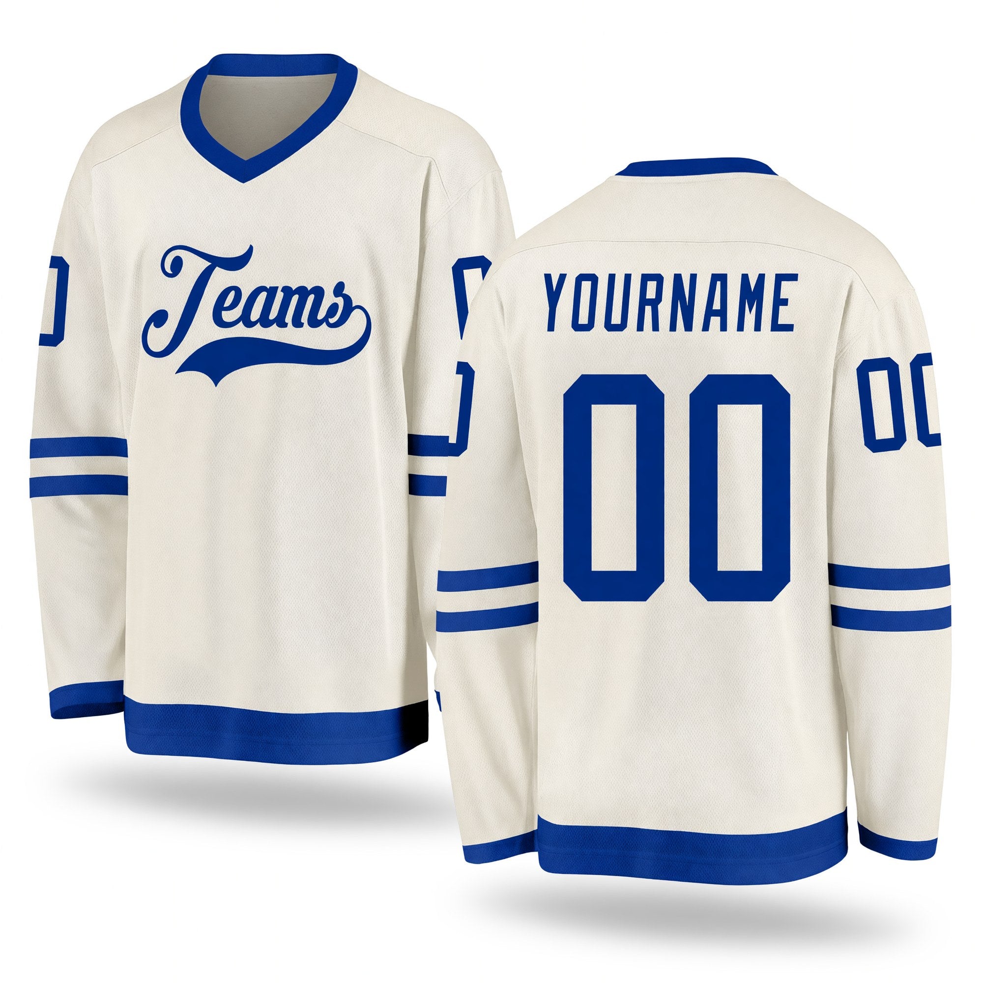 Custom Cream Royal Hockey Jersey
