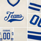 Custom Cream Royal Hockey Jersey detail