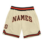 Custom Cream Black-Orange Authentic Throwback Basketball Shorts photo 1
