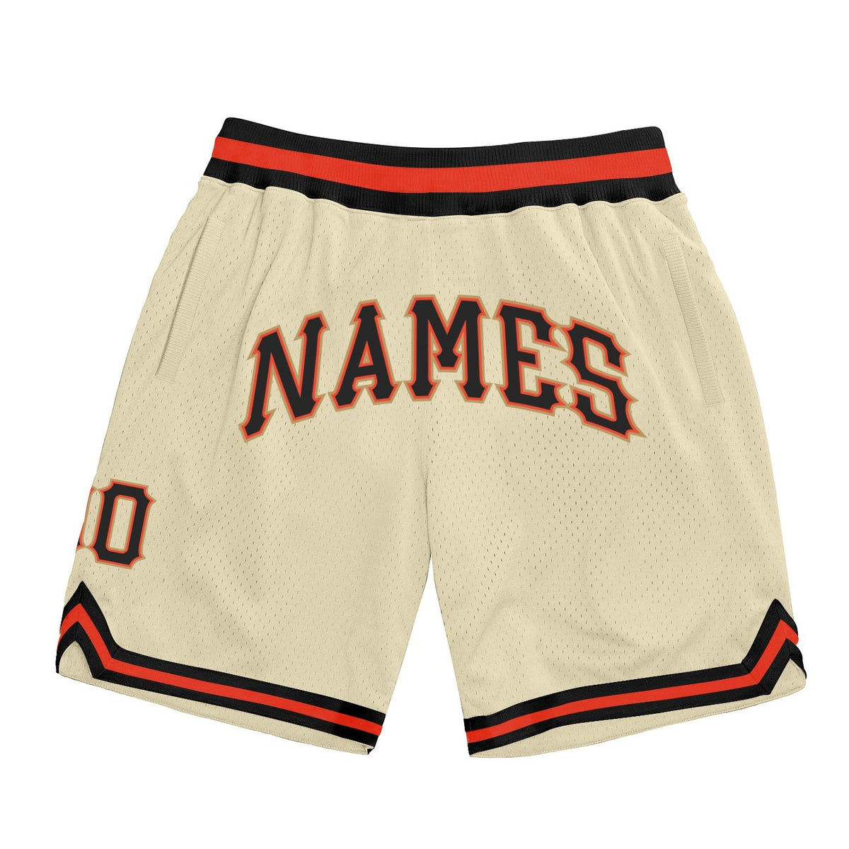 Custom Cream Black-Orange Authentic Throwback Basketball Shorts photo 1