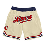 Custom Cream Red-Navy Authentic Throwback Basketball Shorts photo 1