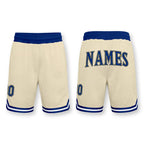 Custom Cream Royal-Gold Authentic Throwback Basketball Shorts