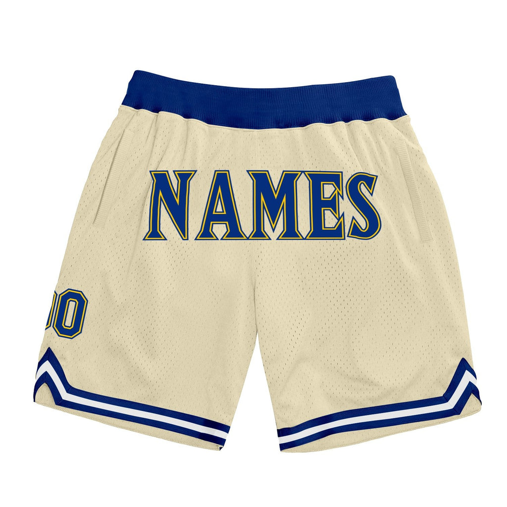 Custom Cream Royal-Gold Authentic Throwback Basketball Shorts photo 1