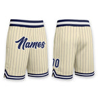 Custom Cream Navy Pinstripe Navy-White Authentic Basketball Shorts