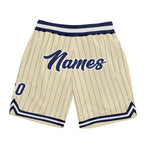 Custom Cream Navy Pinstripe Navy-White Authentic Basketball Shorts photo 1