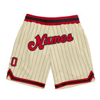 Custom Cream Black Pinstripe Red-Black Authentic Basketball Shorts photo 1