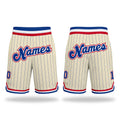 Custom Cream Royal Pinstripe Royal-Red Authentic Basketball Shorts