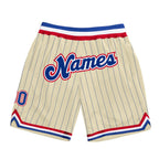 Custom Cream Royal Pinstripe Royal-Red Authentic Basketball Shorts photo 1
