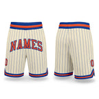 Custom Cream Royal Pinstripe Orange-Royal Authentic Basketball Shorts
