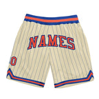 Custom Cream Royal Pinstripe Orange-Royal Authentic Basketball Shorts photo 1