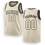 Custom Cream Cream-Black Authentic Throwback Basketball Jersey