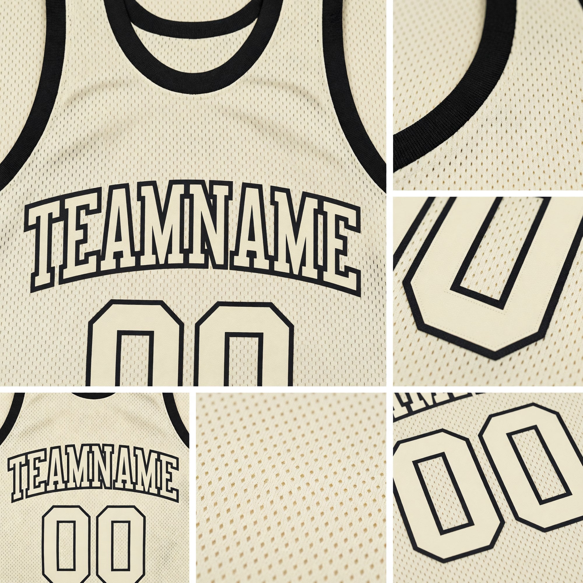 Custom Cream Cream-Black Authentic Throwback Basketball Jersey detail