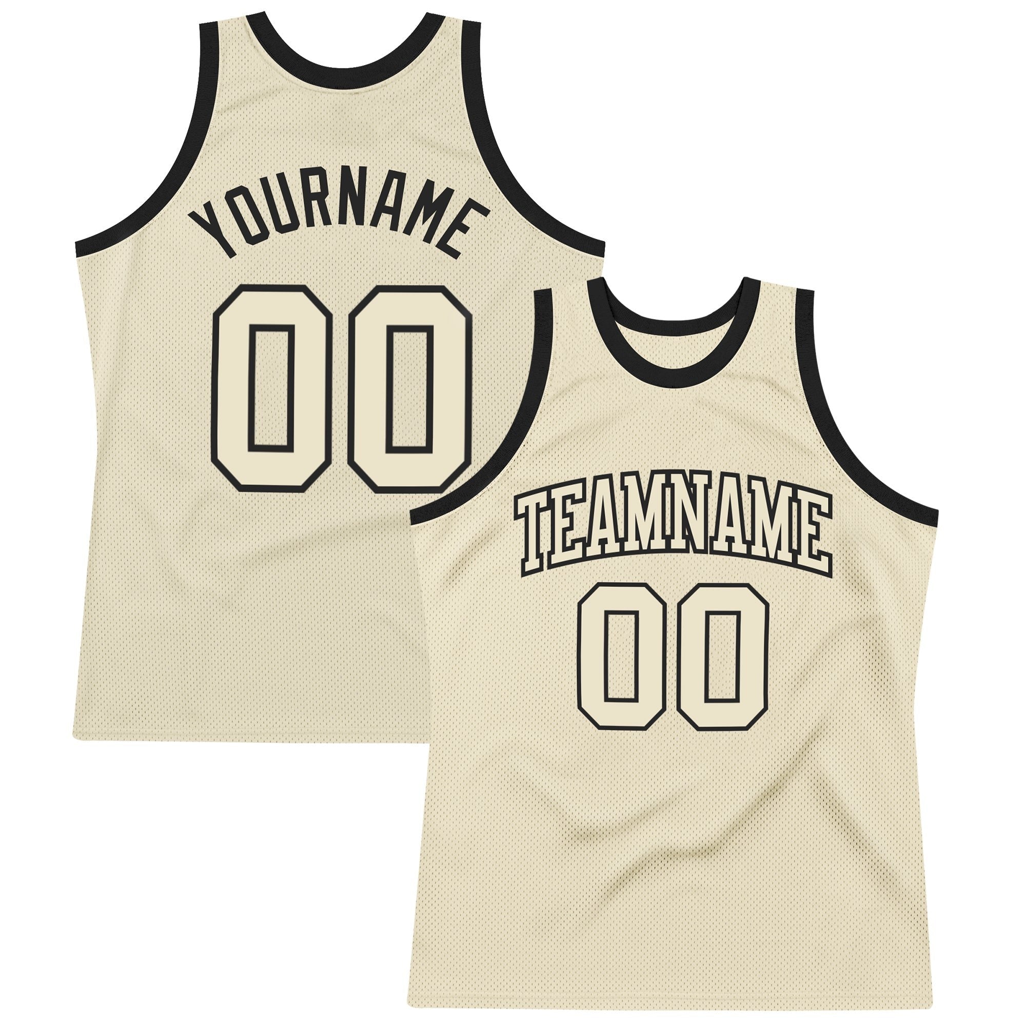 Custom Cream Cream-Black Authentic Throwback Basketball Jersey photo 1