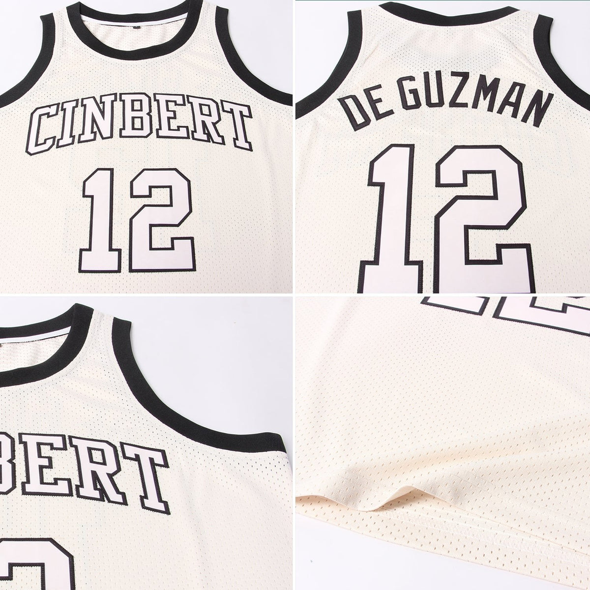Custom Cream Cream-Black Authentic Throwback Basketball Jersey photo 4