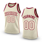Custom Cream Cream-Maroon Authentic Throwback Basketball Jersey
