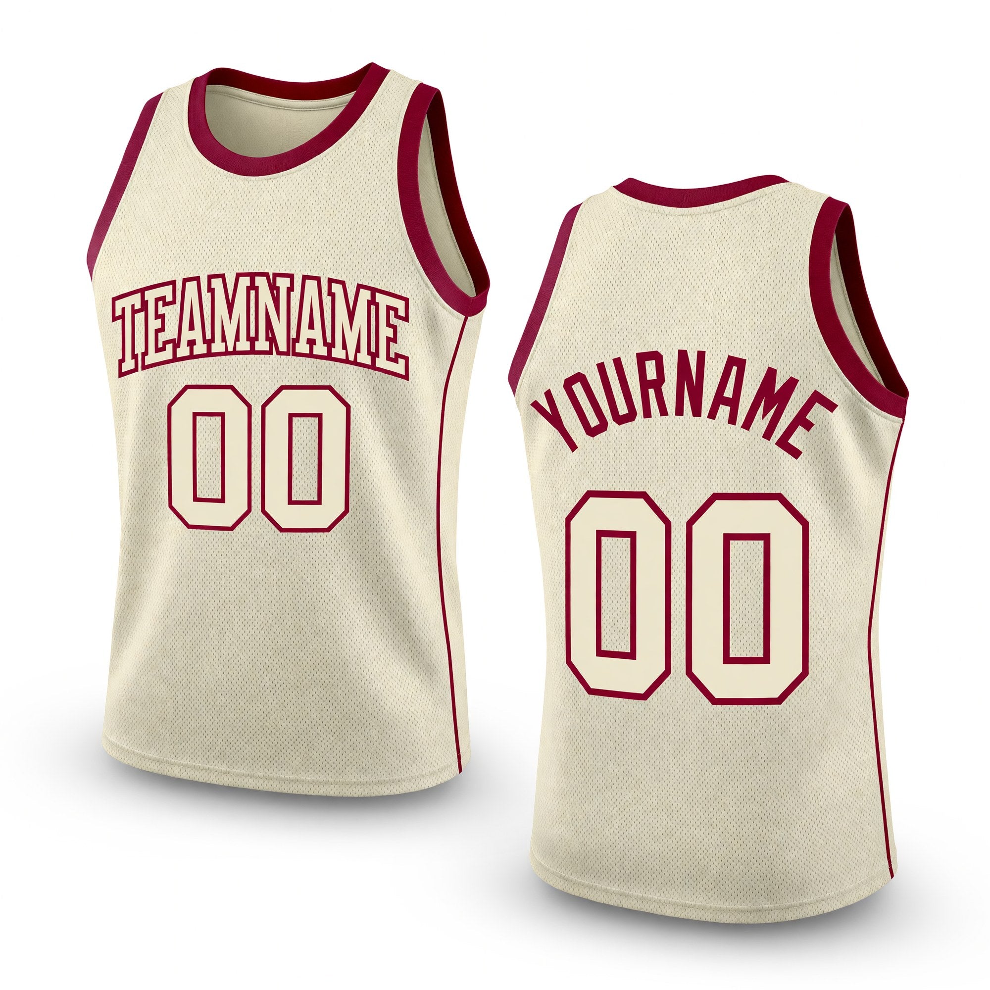 Custom Cream Cream-Maroon Authentic Throwback Basketball Jersey