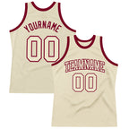 Custom Cream Cream-Maroon Authentic Throwback Basketball Jersey photo 1