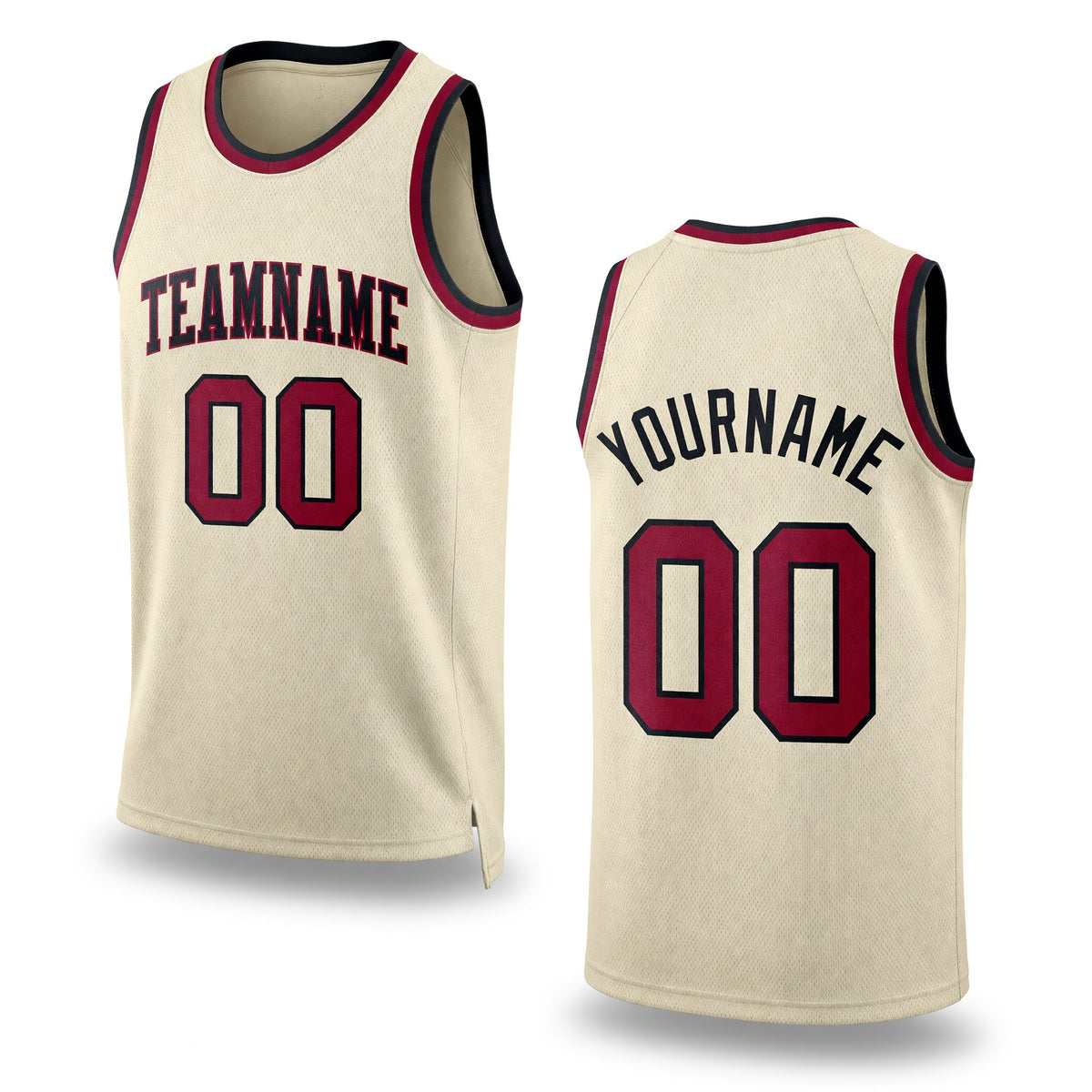 Custom Cream Maroon-Black Authentic Throwback Basketball Jersey