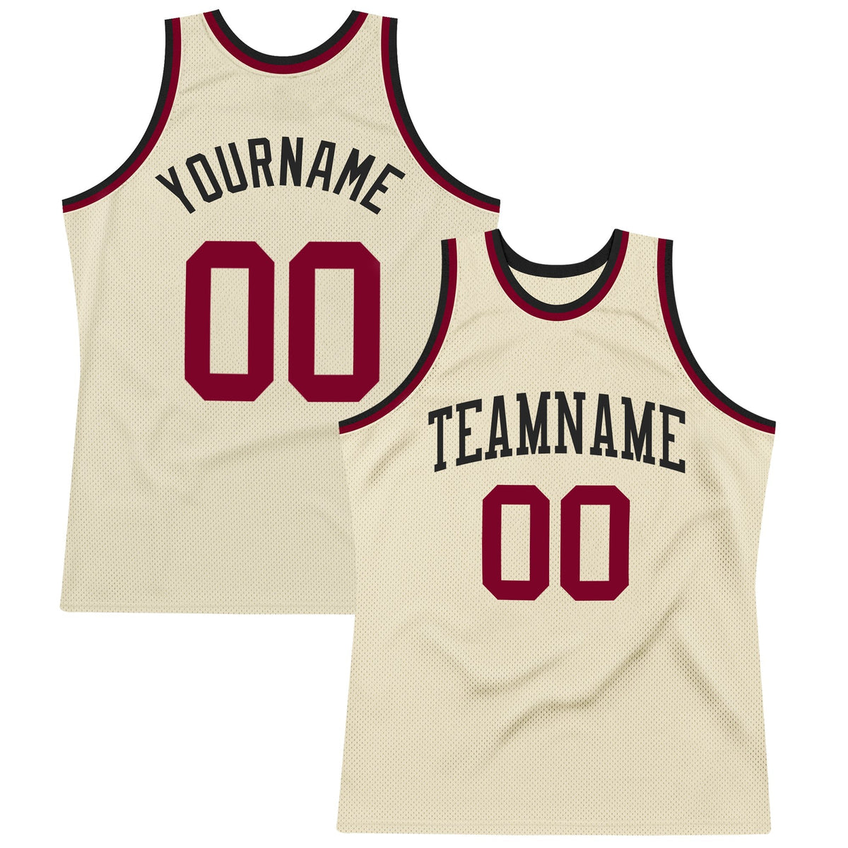 Custom Cream Maroon-Black Authentic Throwback Basketball Jersey photo 1