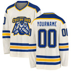 Custom Cream Royal-Gold Hockey Jersey