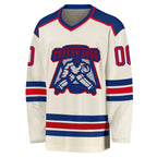 Custom Cream Red-Royal Hockey Jersey photo 2