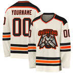Custom Cream Black-Orange Hockey Jersey photo 1