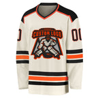 Custom Cream Black-Orange Hockey Jersey photo 2