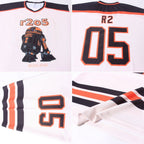 Custom Cream Black-Orange Hockey Jersey photo 4
