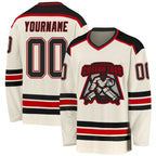 Custom Cream Black-Red Hockey Jersey photo 1