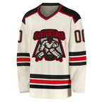 Custom Cream Black-Red Hockey Jersey photo 2