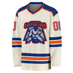 Custom Cream Orange-Royal Hockey Jersey photo 2