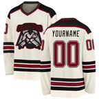 Custom Cream Crimson-Black Hockey Jersey