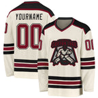 Custom Cream Crimson-Black Hockey Jersey photo 1