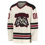 Custom Cream Crimson-Black Hockey Jersey photo 2